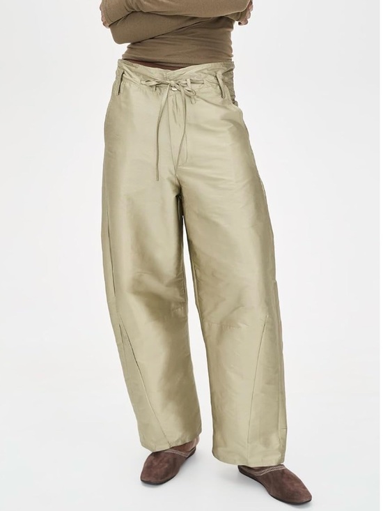 Chan Luu Pants - Chan Luu Sage Techno Taffeta Barrel Pant in Sage
